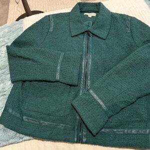 Ryegrass Hunter Green Tweed Zip Up Blazer NWT Size Large